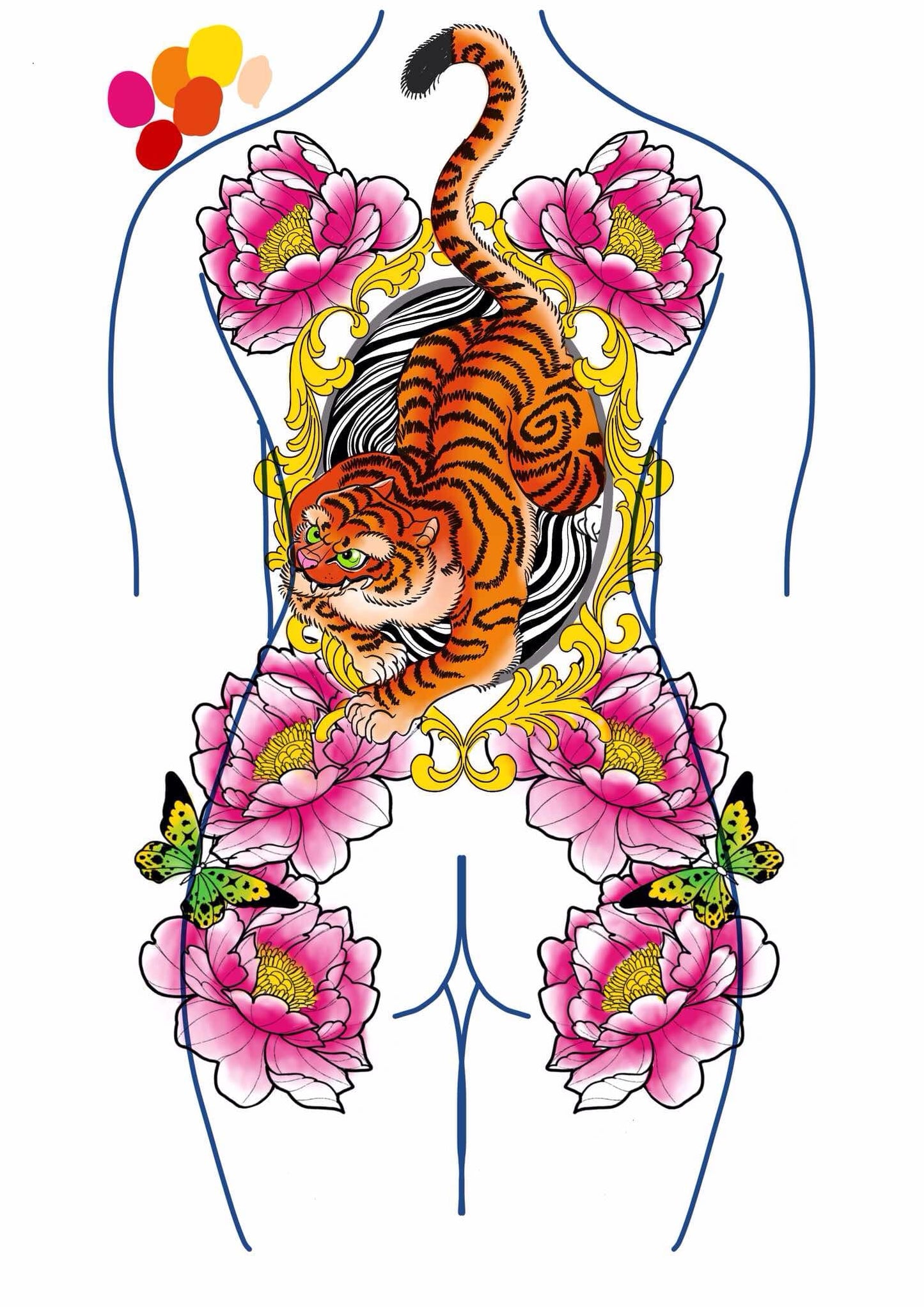 Proyecto espalda Tigre con flores