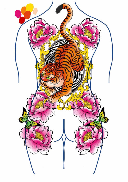 Proyecto espalda Tigre con flores